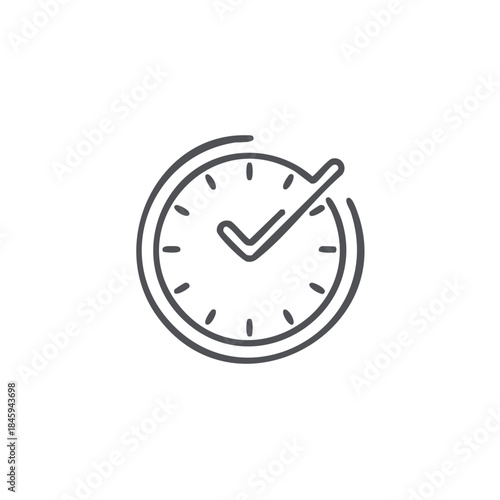 Clock with Checkmark Symbol for Time Management and Task Completion Icon