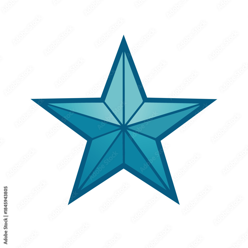 Obraz premium Aqua Five Pointed Star Outline Glossy Effect Decoration Symbol Sign Shape Element Ornament Geometric Icon Simple Isolated Object