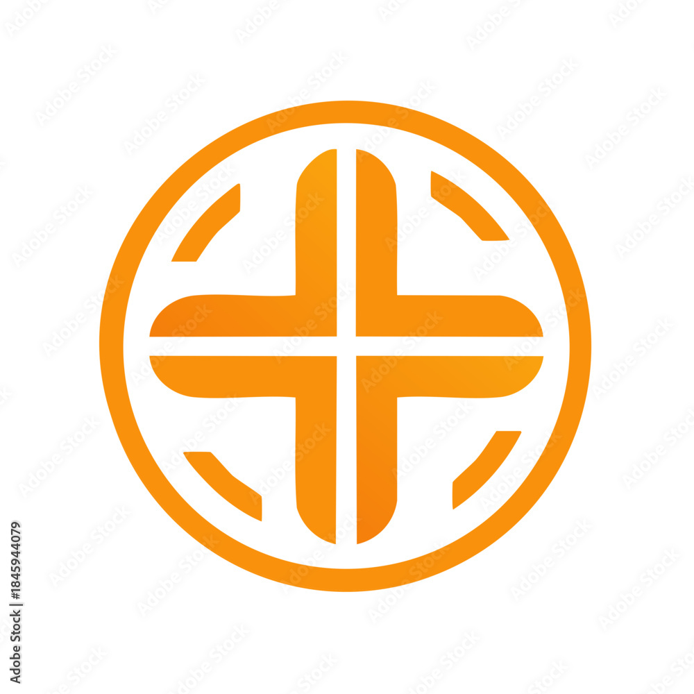 Fototapeta premium Orange Plus Sign Encased in a Circle Design Element