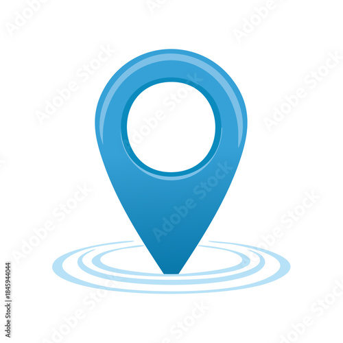Blue Location Pin Marker with Water Ripple Effect for Navigation and Mapping