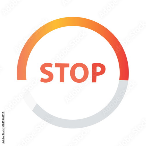 Circular Stop Sign with Loading Progress Indicator Gradient Orange and Red Symbol