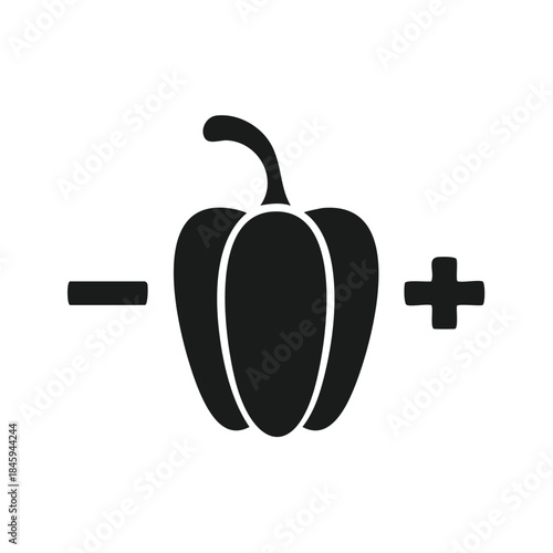 Pepper symbol of plus and minus choice concept of healthy nutrition and eating or diet management for food. Vector isolated