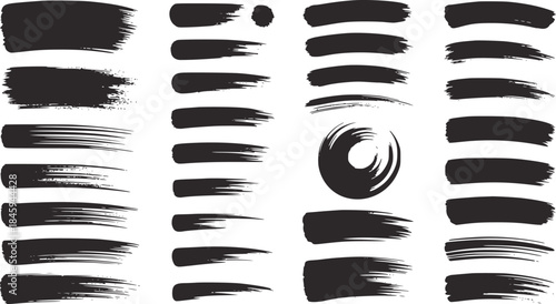 Varied black ink brushstrokes white abstract