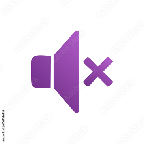 Speaker with X Icon Purple Gradient Media Audio Silence Sound Symbol