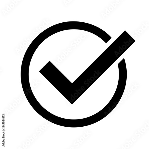 Black Check Mark Symbol in Circle Affirmative Choice Graphic Agreement Element Validation