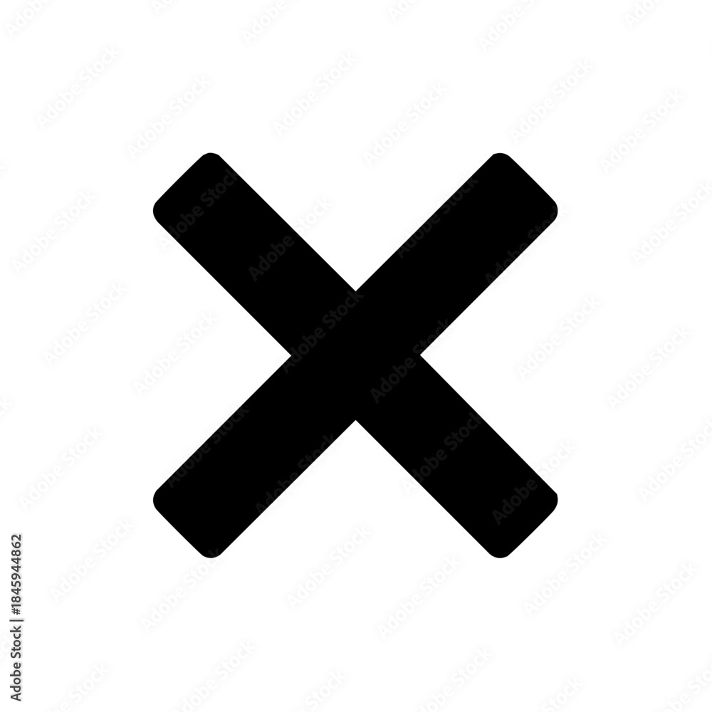 Fototapeta premium Black Cross Symbol on White Backdrop Indicates Rejection or Closure