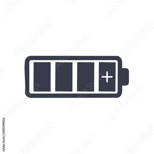 Battery Icon Illustration, Energy Charge Level Indicator, Plus Sign Symbol Power Source
