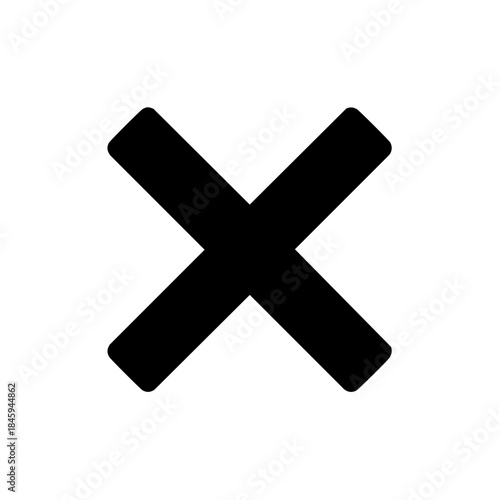 Black Cross Symbol on White Backdrop Indicates Rejection or Closure