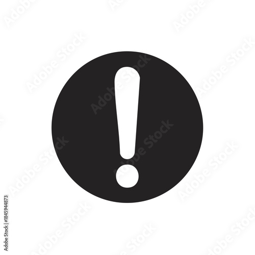 Exclamation Mark Icon in Black Circle Symbol for Warning Attention or Notification Sign Vector Illustration