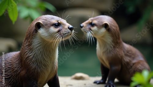 Child observing playful otters at zoo enclosure, child, wildlife