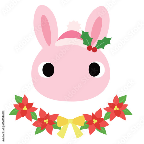 可愛いウサギのマーク　冬のクリスマス