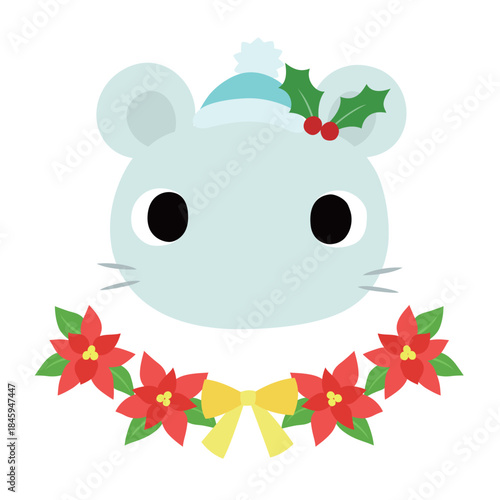 可愛いネズミのマーク　冬のクリスマス