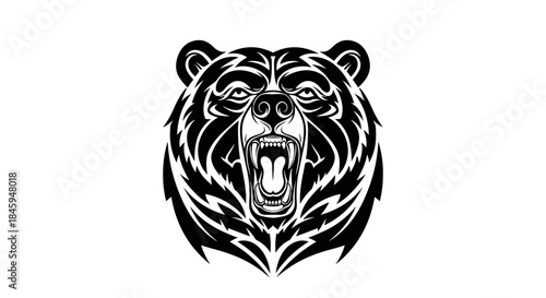 Vector illustration of a bear head with an open mouth.