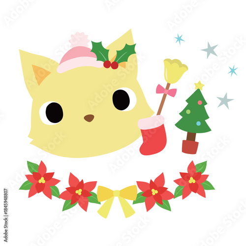 可愛いキツネのマーク　冬のクリスマス