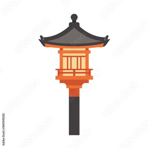 Japanese lantern with grey roof for cultural blog post, travel brochure, interior design inspiration, or asianthemed presentation slide.