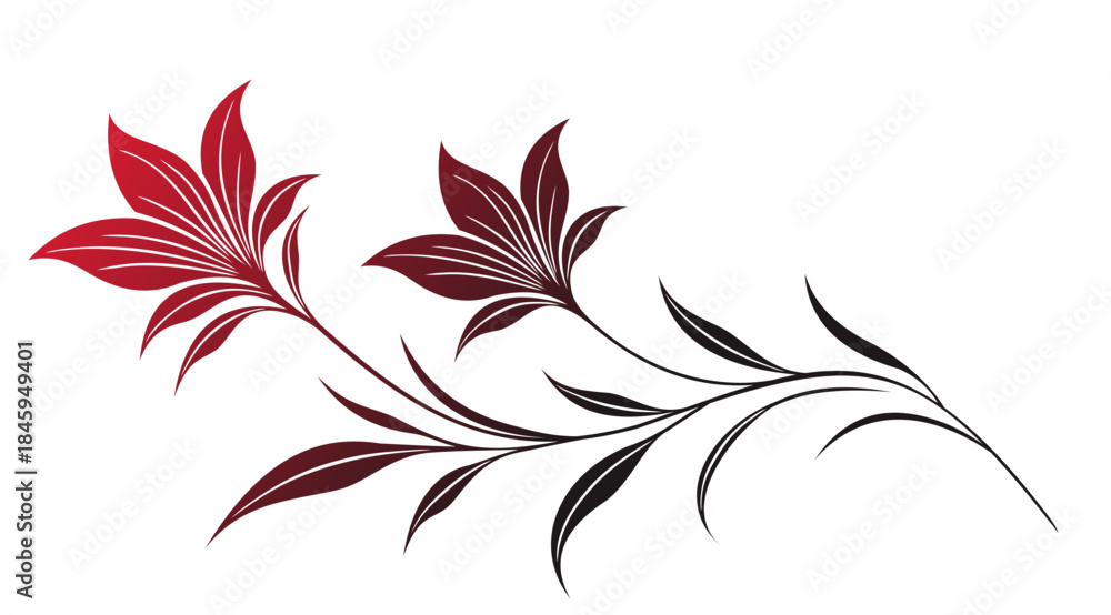 Fototapeta premium Modern minimalist elegant flower silhouette art vector illustration on transparent background, for invitations, greetings, banners and others