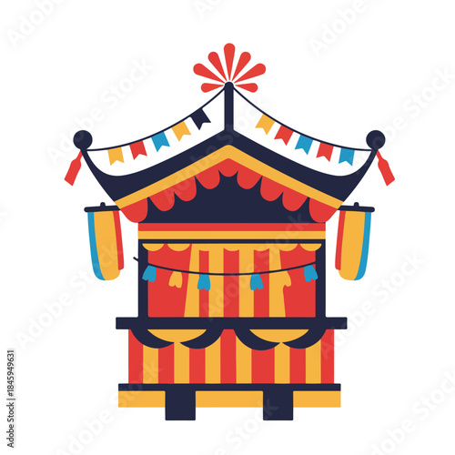 Festive carnival stall with colorful bunting perfect for event promotions, party invitations, and celebrationthemed designs needing a festive touch.