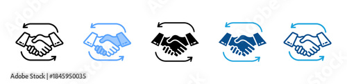 Shaking Hands icon set multiple style collection