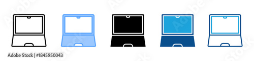 Laptop icon set multiple style collection