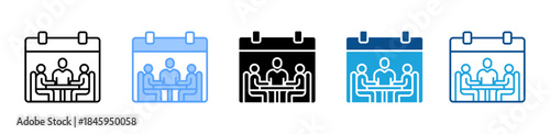 Meeting Schedule icon set multiple style collection