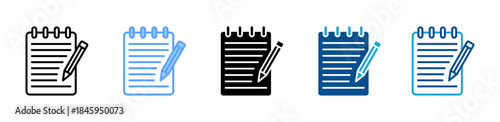 Notepad icon set multiple style collection