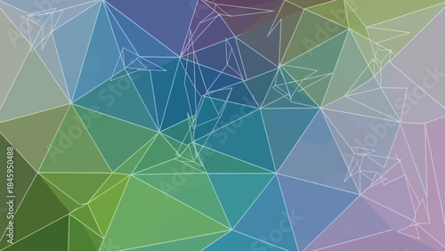 Modern Abstract Geometric Low Poly Background with Blue Green and Purple Hues
