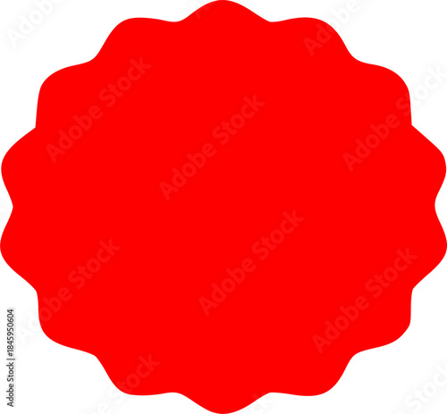 Red wavy circle badge isolated on transparent background design element for promotion sale sticker or discount tag with empty space for text content