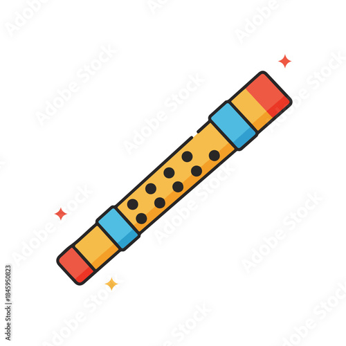 Recorder instrument features visible finger holes. Ideal for music education, instrument guides, school resources, and musical instrumentrelated designs.