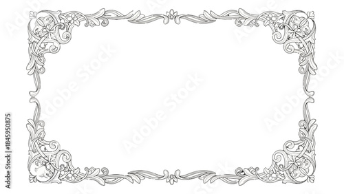 Elegant ornate decorative frame with intricate floral and scrollwork details, featuring a classic design on an isolated white background.