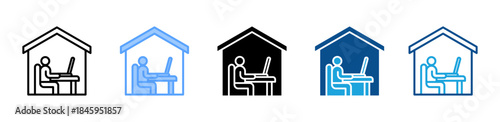 Home Office icon set multiple style collection