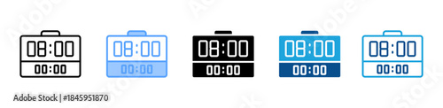 Digital Clock icon set multiple style collection