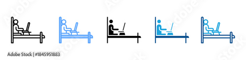 Work From Bedroom icon set multiple style collection