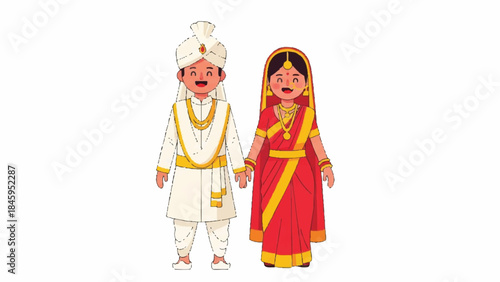 Traditional Indian couple in festive attire