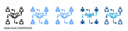 Collaborative Network icon set multiple style collection