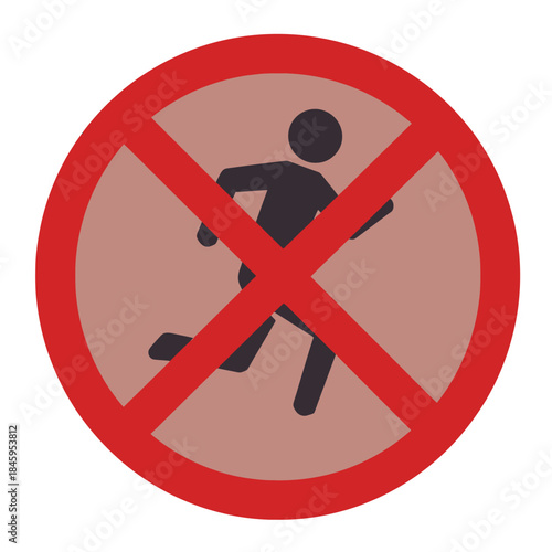 Prohibited Activity Sign No Running Allowed Symbol with a Stylized Human Figure