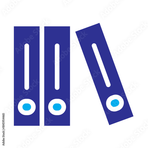 Two color style business icon of binders representing organized documentation.