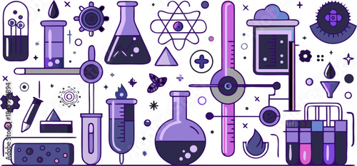 Exploring the Wonders of Science, A vibrant visual showcasing lab tools, atomic models, and symbols of scientific discovery and innovation