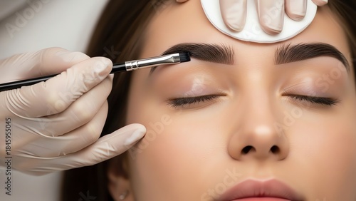 Eyebrow shaping with makeup brush