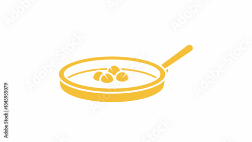 Frying Pan with Food Icon Illustration.