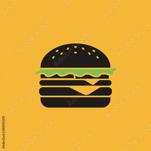 Minimalist graphic illustration of a delicious burger.