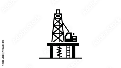 Oil Rig Drilling Platform Icon for Energy Industry.