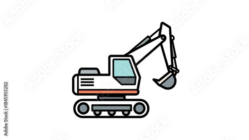 Simple cartoon illustration of an excavator for construction and heavy machinery concepts.