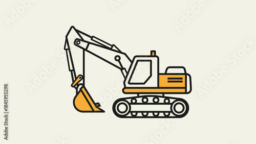 Simple vector illustration of a construction excavator.