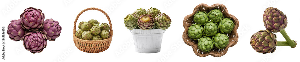 Fototapeta premium Fresh artichoke isolated on a transparent background