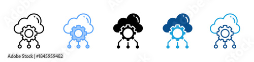 Cloud Service icon set multiple style collection