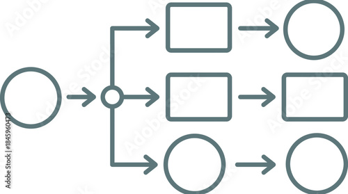 Flowchart diagram with arrows and shapes on white background