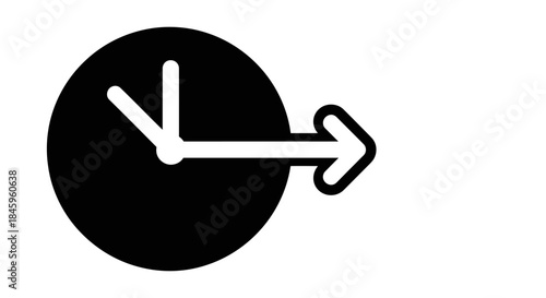 Black Clock with Arrow Symbolizing Time Passing.