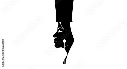 Creative Silhouette of a Womans Face Integrated into a Fountain Pen Nib Design.