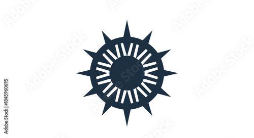 Intricate dark blue sunburst design with sharp spikes and radial symmetry.