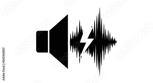 Loudspeaker with Sound Wave and Lightning Bolt Icon Representing Audio and Energy.